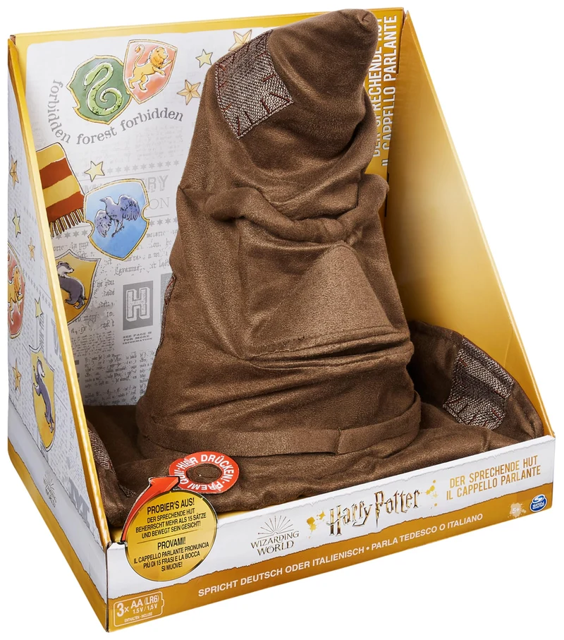 Wizarding World | Cappello Parlante Interattivo di Harry Potter | Voce originale dei film di Harry Potter | 15 frasi in italiano/tedesco | Accessori Harry Potter dai 5 anni in su