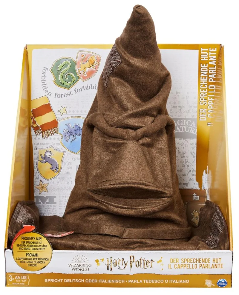 Wizarding World | Cappello Parlante Interattivo di Harry Potter | Voce originale dei film di Harry Potter | 15 frasi in italiano/tedesco | Accessori Harry Potter dai 5 anni in su
