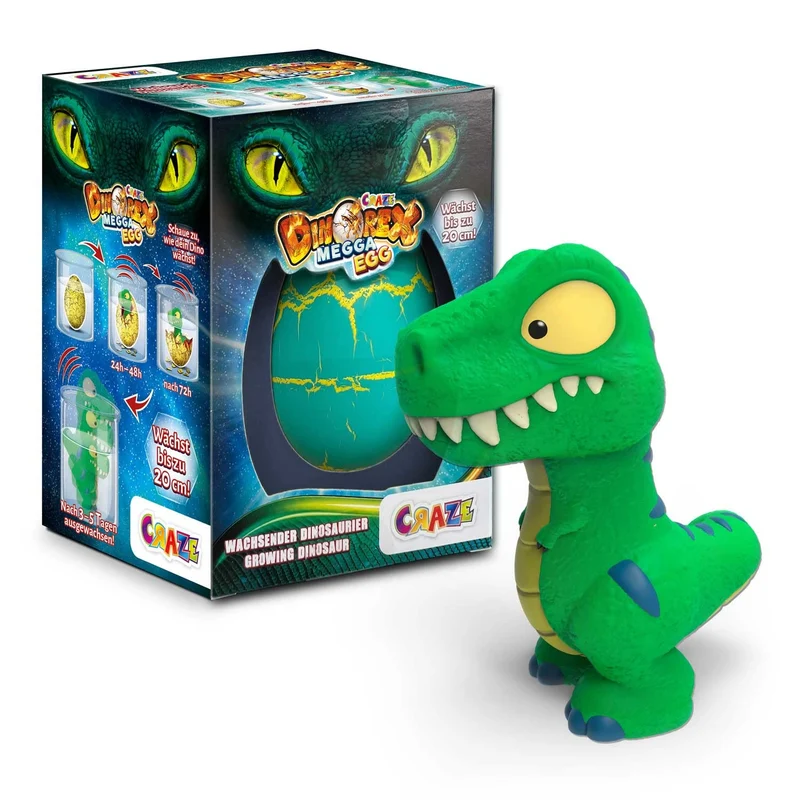 CRAZE MEGA EGG DINOREX, Dinosauro che si schiudono in acqua, uova dinosauro che cresce nell acqua diversi modelli, giochi bambini uovo da cova, uovo sorpresa.