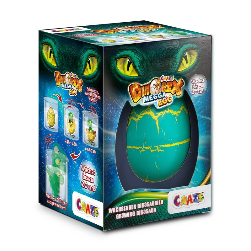 CRAZE MEGA EGG DINOREX, Dinosauro che si schiudono in acqua, uova dinosauro che cresce nell acqua diversi modelli, giochi bambini uovo da cova, uovo sorpresa.