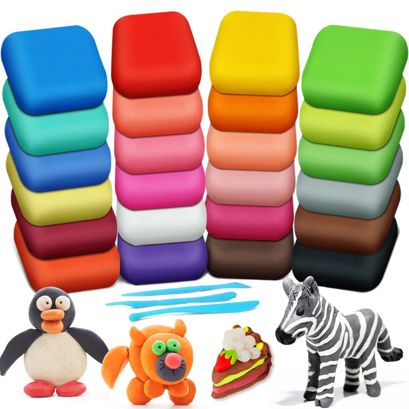 Argilla da Modellare – 24 Colori Pasta Modellabile Magica Essiccante All'aria per Bambini, Regalo per Ragazzi e Ragazze Dai 3 ai 12 Anni