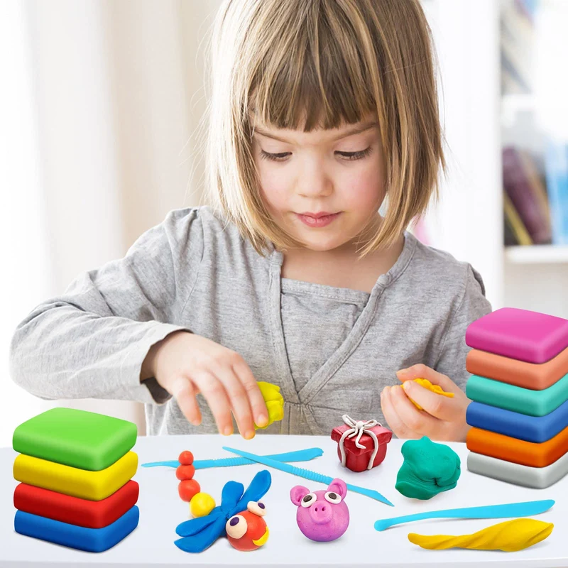 Argilla da Modellare – 24 Colori Pasta Modellabile Magica Essiccante All'aria per Bambini, Regalo per Ragazzi e Ragazze Dai 3 ai 12 Anni