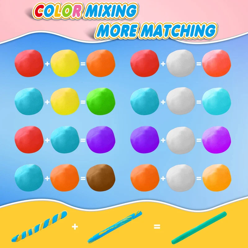 Argilla da Modellare – 24 Colori Pasta Modellabile Magica Essiccante All'aria per Bambini, Regalo per Ragazzi e Ragazze Dai 3 ai 12 Anni