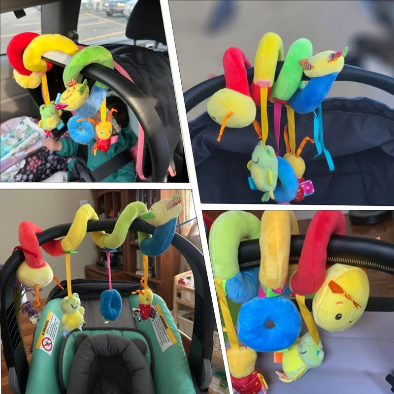Giocattoli per carrozzina, per seggiolino auto, giocattolo a spirale, per passeggino, per attività a spirale, per passeggino, giocattolo per passeggino e carrozzina, con campana di suono,100g