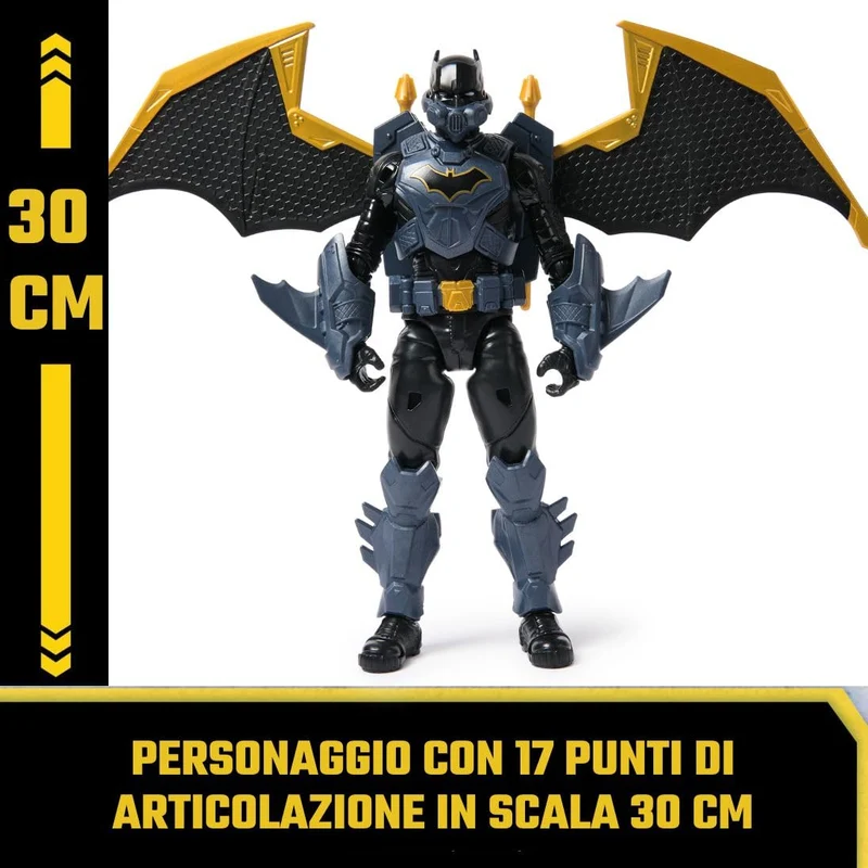 DC Comics, Action Figure Batman Adventures Night Sky, Alto 30 cm con Ali Espandibili, 17 Punti di Articolazione, 7 Accessori e Lancia Proiettili. Giocattoli per Bambini e Bambine, 3+ anni