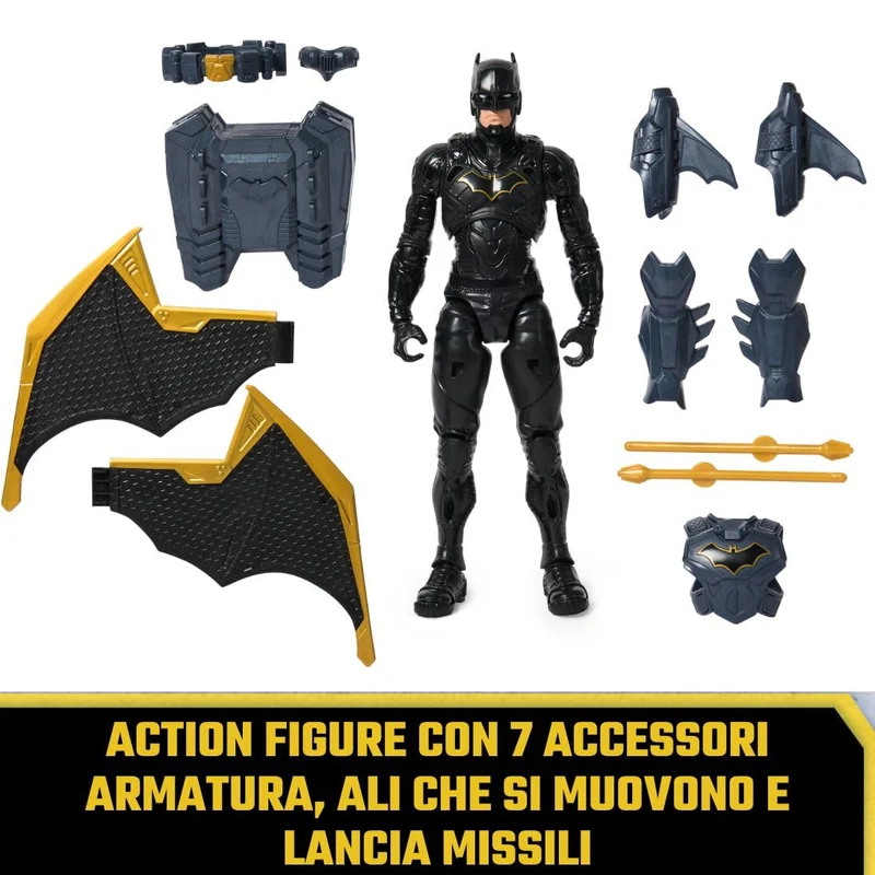 DC Comics, Action Figure Batman Adventures Night Sky, Alto 30 cm con Ali Espandibili, 17 Punti di Articolazione, 7 Accessori e Lancia Proiettili. Giocattoli per Bambini e Bambine, 3+ anni