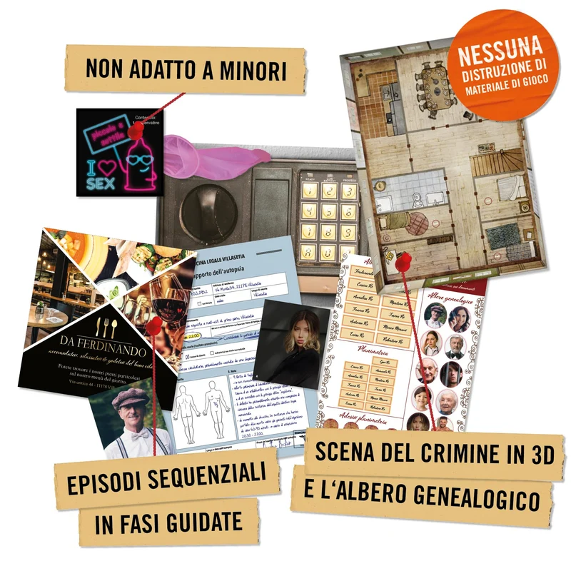 Hidden Games Luogo del Reato - Morte di un Re - Italiana - Il nostro caso di principianti - FSK16, gioco realistico della scena del crimine, gioco emozionante del detective, gioco della stanza di fuga