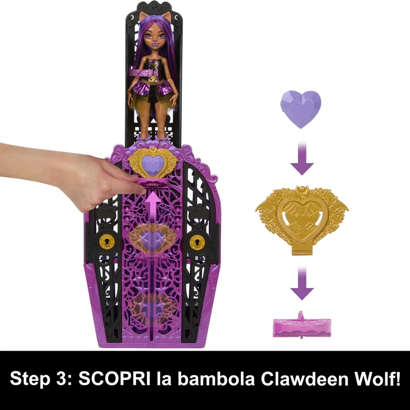 Monster High - Segreti da Brivido Clawdeen Wolf Misteri Mostruosi, set con bambola e guardaroba, 19 soprese e capi d'abbigliamento inclusi, giocattolo per bambini, 4+ anni, HXH85