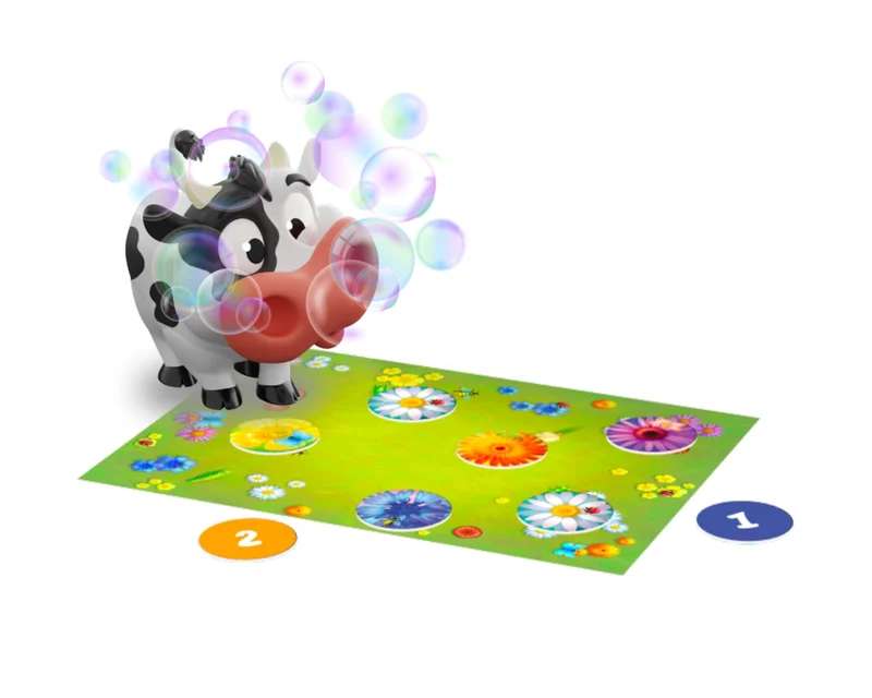 Goliath - MUU MUU ACHUU - Gioco in Scatola per Bambini dai 4 Ann - Mucca Simpatica che Fa Bolle con Suoni e Starnuto - Stimola i Riflessi - per 2-4 Giocatori - 20 Minuti, Versione Multilingue