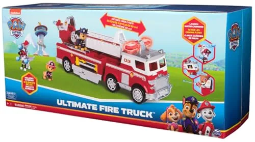 Paw Patrol, Camion dei Pompieri di Marshall, con Scala di 61 cm Allungabile, Luci e Suoni, Mini Veicolo, Personaggi Chase, Marshall e Skye Inclusi, Giocattoli per Bambini e Bambine, 3+ Anni