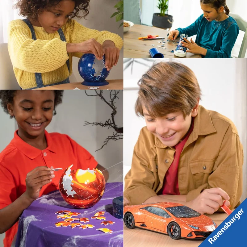 Ravensburger - Puzzle 3D, Lamborghini Huracán Evo Arancione, per Adulti e Bambini 8+ Anni, Idea Regalo, Modellismo Auto, 156 Pezzi, 32 accessori