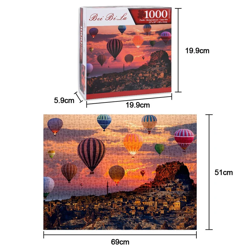 Vicloon Jigsaw Puzzle, 1000Pcs Puzzle Classici, Paesaggi Puzzle Giochi Rilassamento e Intelligence, Puzzle per Gioco Familiare, Festa Aziendale, Regalo per Amore e Amico (il Pallone d’aria Calda)