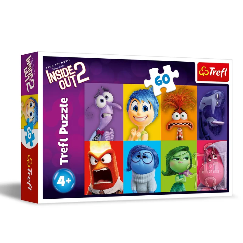 Trefl - Inside Out 2, Scopri le tue Emozioni - Puzzle 60 Pezzi - Puzzle Colorati con i Protagonisti del Film d’Animazione, Intrattenimento Creativo, Gioco per Bambini a partire dai 4 anni
