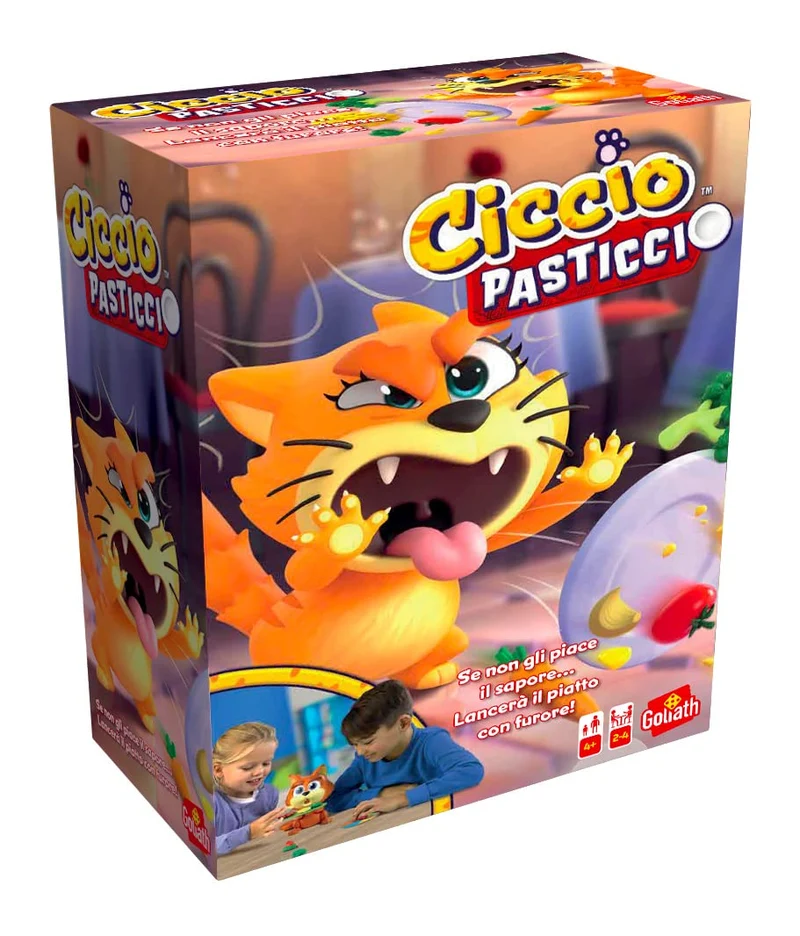 Goliath - CICCIO PASTICCIO - Gioco da Tavolo per Bambini dai 4 Anni - Gioco d'Azione con Gatto - Stimola Riflessi e Attenzione - per 2-4 Giocatori -Partite da 20 Minuti - Versione in Italiano