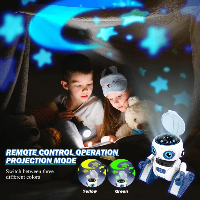 Ophy Robot Bambini, Funzione di Proiezione Innovativa, Robot Telecomandato con Controllo Gestuale, Occhi a LED, Musica, Robot Giocattoli per bambini e bambine di 3 4 5 6 7 8 9 10 11 12 anni