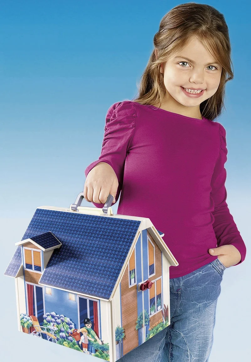 PLAYMOBIL Casa delle Bambole Portatile 70985 con Maniglia per Il Trasporto, Pieghevole, Giocattoli per Bambini dai 4 Anni