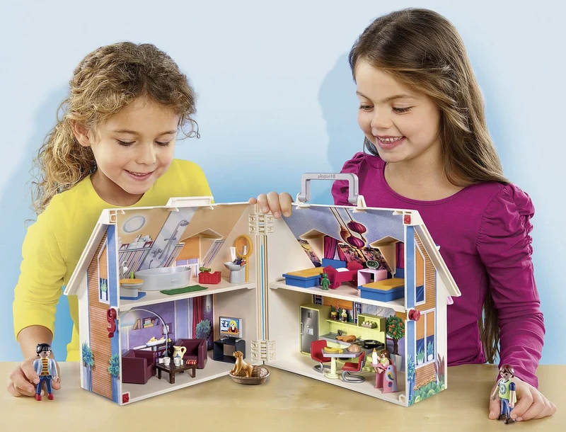 PLAYMOBIL Casa delle Bambole Portatile 70985 con Maniglia per Il Trasporto, Pieghevole, Giocattoli per Bambini dai 4 Anni
