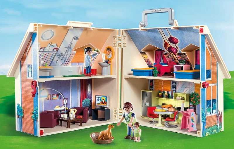 PLAYMOBIL Casa delle Bambole Portatile 70985 con Maniglia per Il Trasporto, Pieghevole, Giocattoli per Bambini dai 4 Anni