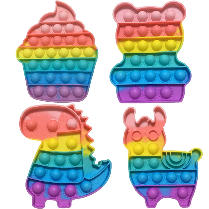Yeefunjoy 4 Pezzi Pop Bubble Fidget It Toy Set, Dinosauro Alpaca Orso Gelato, Giocattoli Sensory Push, Gioco Antistress Rilassante per Adulti e Bambini, Bomboniere per Feste Regali di Compleanno