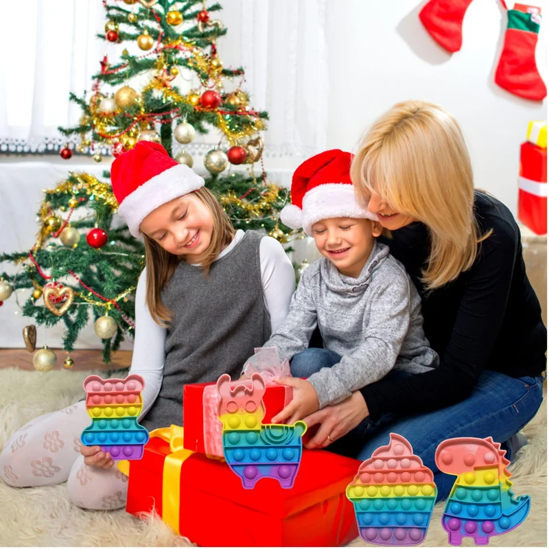 Yeefunjoy 4 Pezzi Pop Bubble Fidget It Toy Set, Dinosauro Alpaca Orso Gelato, Giocattoli Sensory Push, Gioco Antistress Rilassante per Adulti e Bambini, Bomboniere per Feste Regali di Compleanno