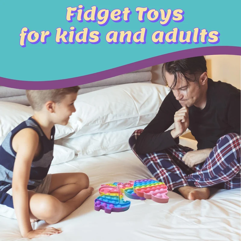 Yeefunjoy 4 Pezzi Pop Bubble Fidget It Toy Set, Dinosauro Alpaca Orso Gelato, Giocattoli Sensory Push, Gioco Antistress Rilassante per Adulti e Bambini, Bomboniere per Feste Regali di Compleanno