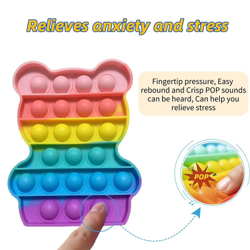 Yeefunjoy 4 Pezzi Pop Bubble Fidget It Toy Set, Dinosauro Alpaca Orso Gelato, Giocattoli Sensory Push, Gioco Antistress Rilassante per Adulti e Bambini, Bomboniere per Feste Regali di Compleanno