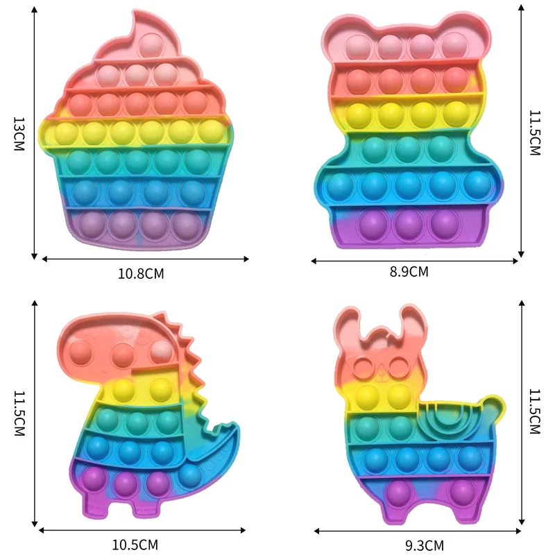 Yeefunjoy 4 Pezzi Pop Bubble Fidget It Toy Set, Dinosauro Alpaca Orso Gelato, Giocattoli Sensory Push, Gioco Antistress Rilassante per Adulti e Bambini, Bomboniere per Feste Regali di Compleanno