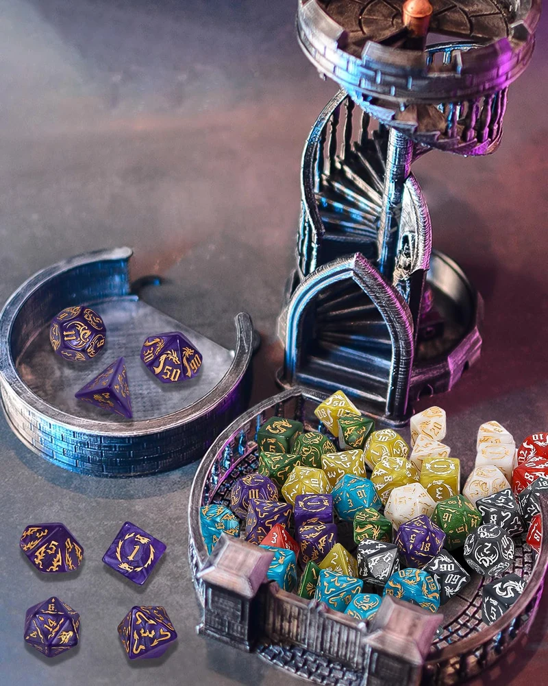 TIDEVAN Set di Dadi da Tavolo in Poliedrico,49 pezzi Dadi Poliedrici,con 7 Borse di Velluto Set di Dadi Poliedrici per RPG Dungeons e Dragons Pathfinder per DND RPG MTG D4 D8 D10 D12 D20(7 Colori)