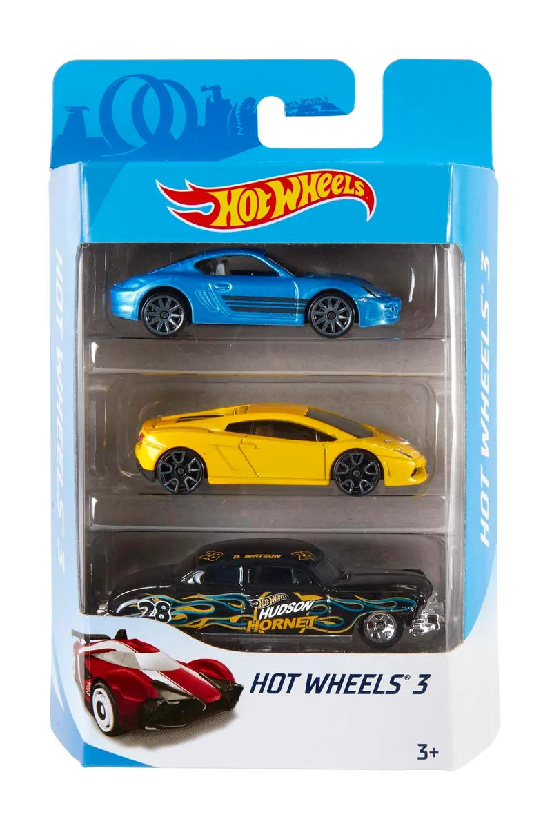 Hot Wheels - Confezione da tre macchinine, veicoli classici ed esclusivi in scala 1:64 da collezionare, linee autentiche e decorazioni mozzafiato, giocattolo per bambini, 3+ anni, K5904