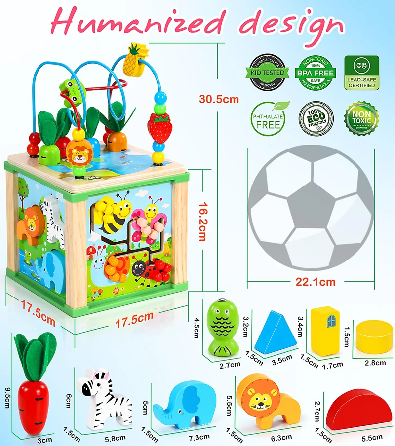 Jojoin Cubo Montessori Multiattivita - Giochi Bambini in Legno Educativi, Gioco Regalo Bimba 1 2 Anno