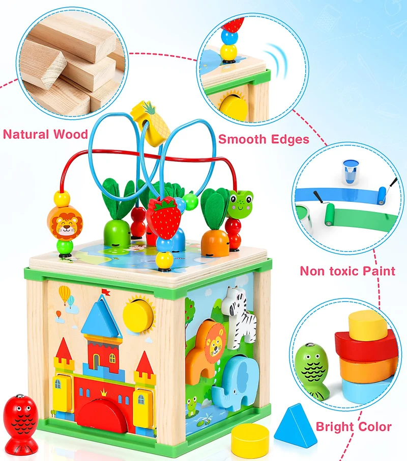 Jojoin Cubo Montessori Multiattivita - Giochi Bambini in Legno Educativi, Gioco Regalo Bimba 1 2 Anno