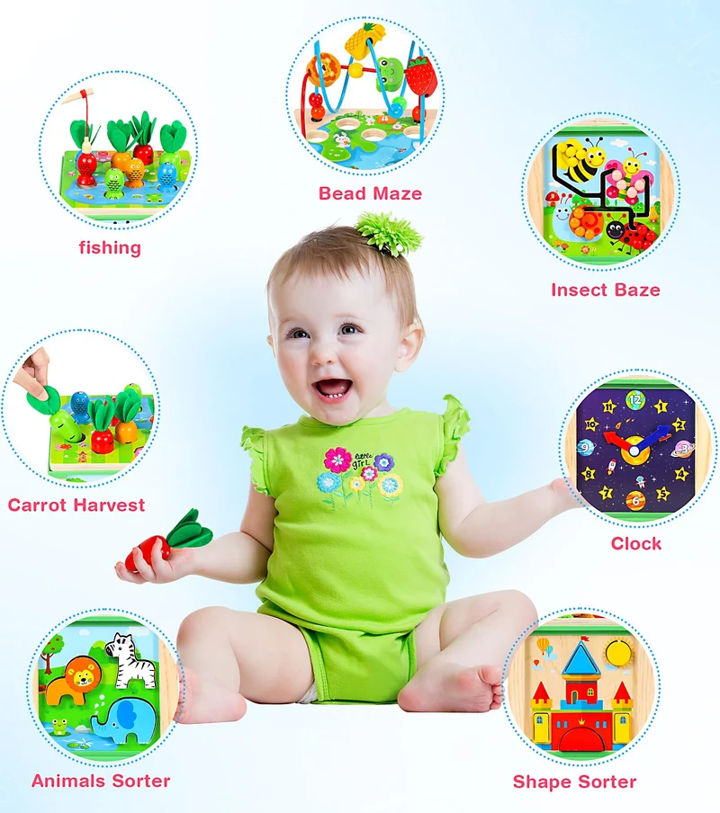 Jojoin Cubo Montessori Multiattivita - Giochi Bambini in Legno Educativi, Gioco Regalo Bimba 1 2 Anno