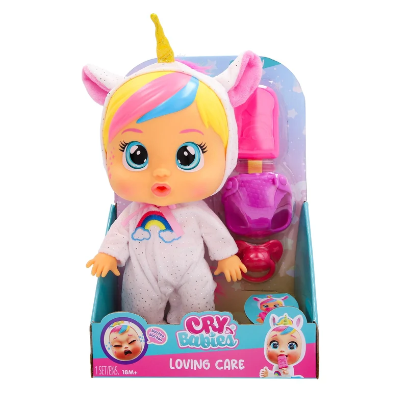 Cry Babies Loving Care Fantasy Dreamy | Bambola interattiva che piange lacrime vere, con pigiama intercambiabili - Bambola giocattolo funzionale per bambini dai 18 mesi in su