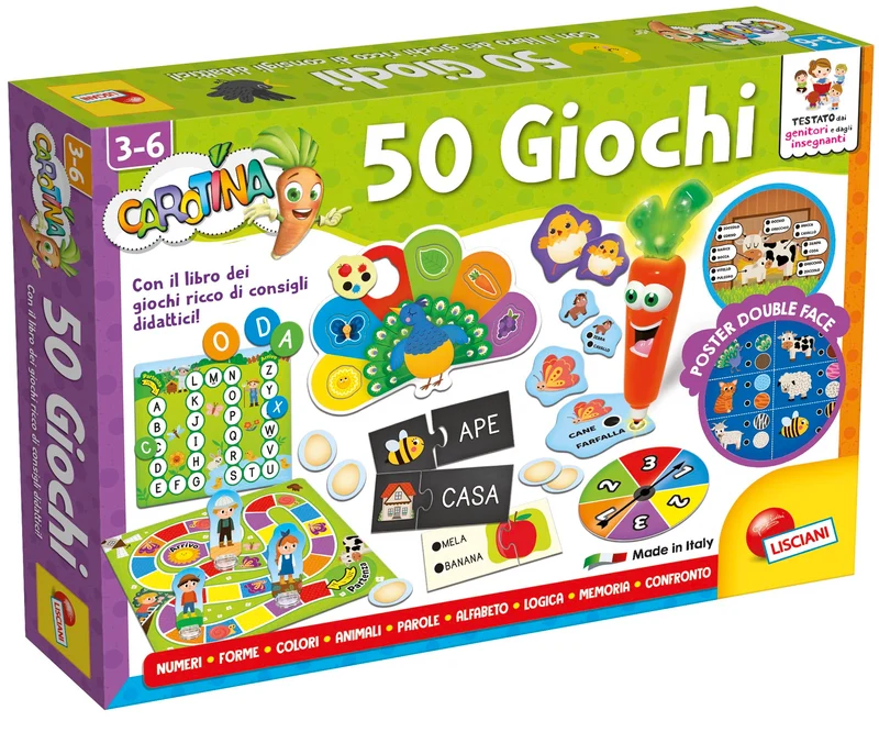 Liscianigiochi Carotina 50 Giochi Per Bambini, Multicolore, 76710, 3-6 anni