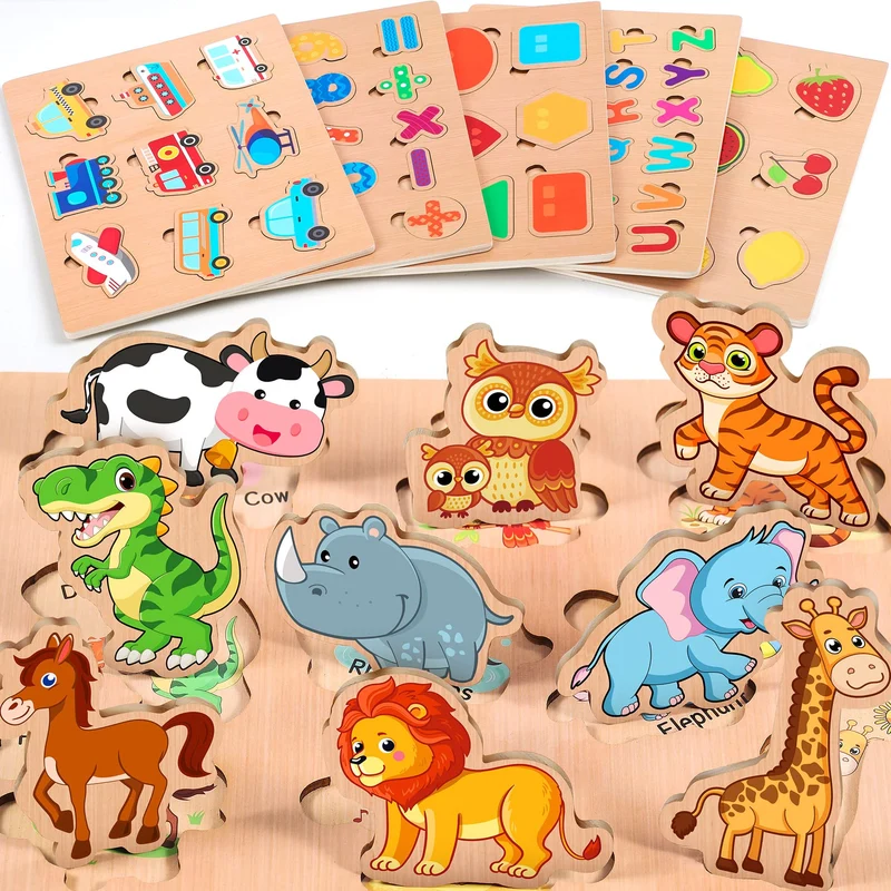 lenbest 6 Pezzi Puzzle Legno - Giochi Bambini - Giochi Montessori - Giochi Educativi - Giochi Giocattoli Gioco Bambini Bambino Bambina 2 3 Anni Femmina Maschio - Regalo Natale Compleanno