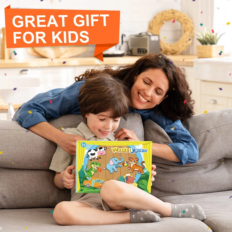 lenbest 6 Pezzi Puzzle Legno - Giochi Bambini - Giochi Montessori - Giochi Educativi - Giochi Giocattoli Gioco Bambini Bambino Bambina 2 3 Anni Femmina Maschio - Regalo Natale Compleanno