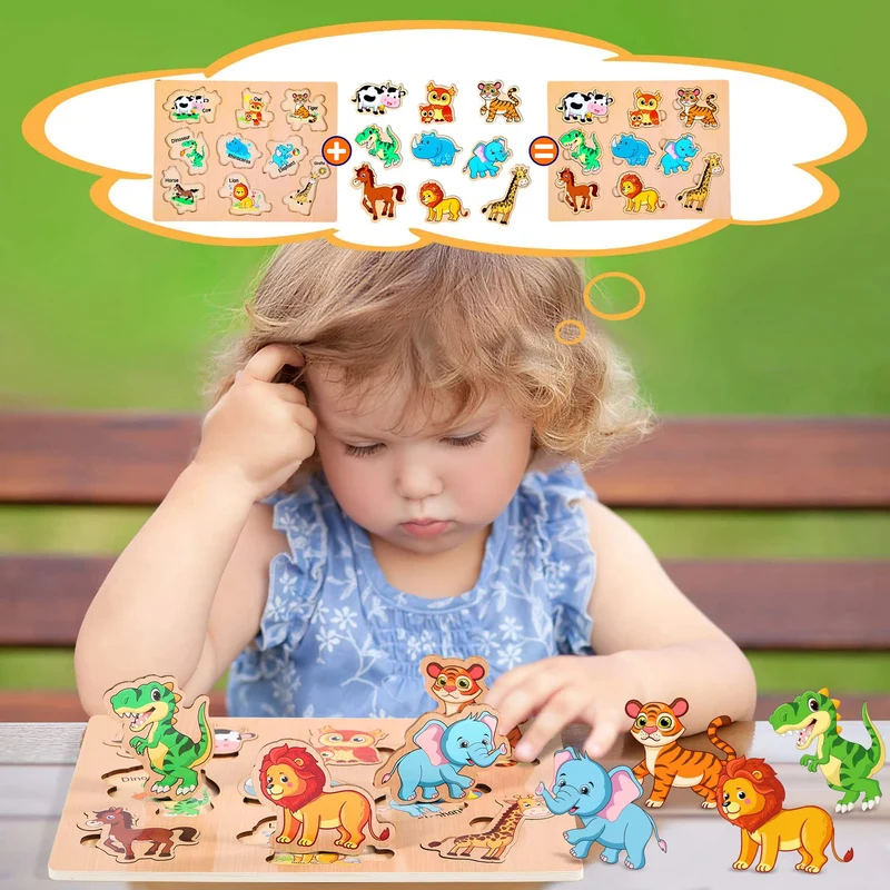 lenbest 6 Pezzi Puzzle Legno - Giochi Bambini - Giochi Montessori - Giochi Educativi - Giochi Giocattoli Gioco Bambini Bambino Bambina 2 3 Anni Femmina Maschio - Regalo Natale Compleanno
