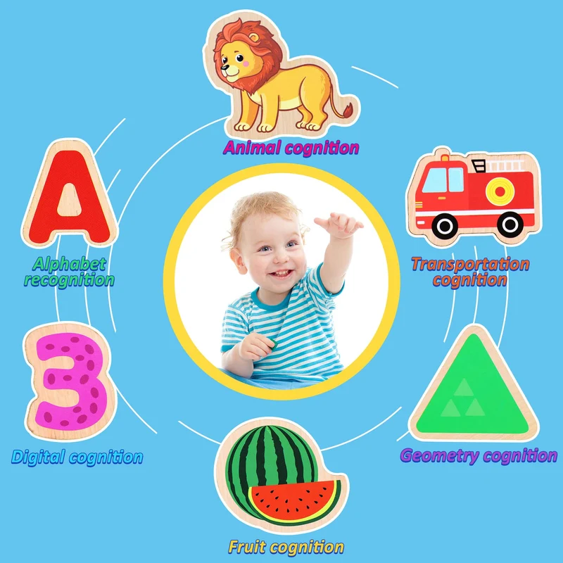 lenbest 6 Pezzi Puzzle Legno - Giochi Bambini - Giochi Montessori - Giochi Educativi - Giochi Giocattoli Gioco Bambini Bambino Bambina 2 3 Anni Femmina Maschio - Regalo Natale Compleanno