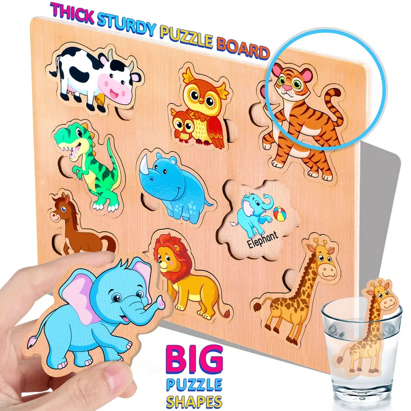 lenbest 6 Pezzi Puzzle Legno - Giochi Bambini - Giochi Montessori - Giochi Educativi - Giochi Giocattoli Gioco Bambini Bambino Bambina 2 3 Anni Femmina Maschio - Regalo Natale Compleanno