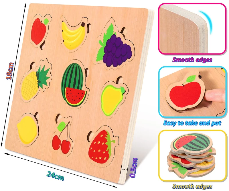 lenbest 6 Pezzi Puzzle Legno - Giochi Bambini - Giochi Montessori - Giochi Educativi - Giochi Giocattoli Gioco Bambini Bambino Bambina 2 3 Anni Femmina Maschio - Regalo Natale Compleanno