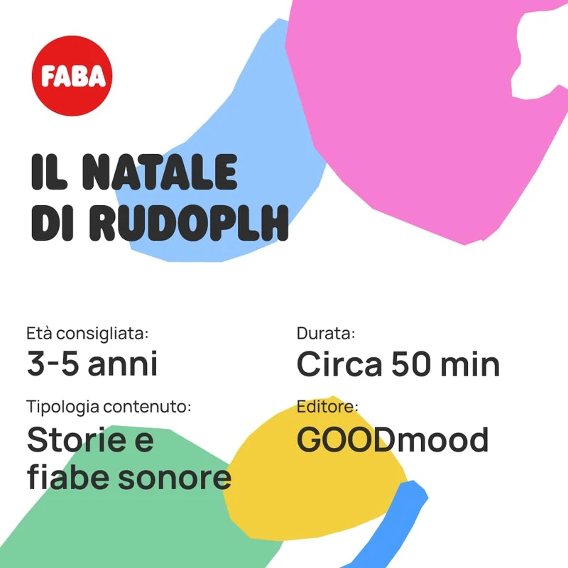 FABA Personaggio Sonoro Il Natale di Rudolph - Storie Sonore - Giocattolo, Contenuti Educativi, Versione Italiana, Bambini 0+ Anni