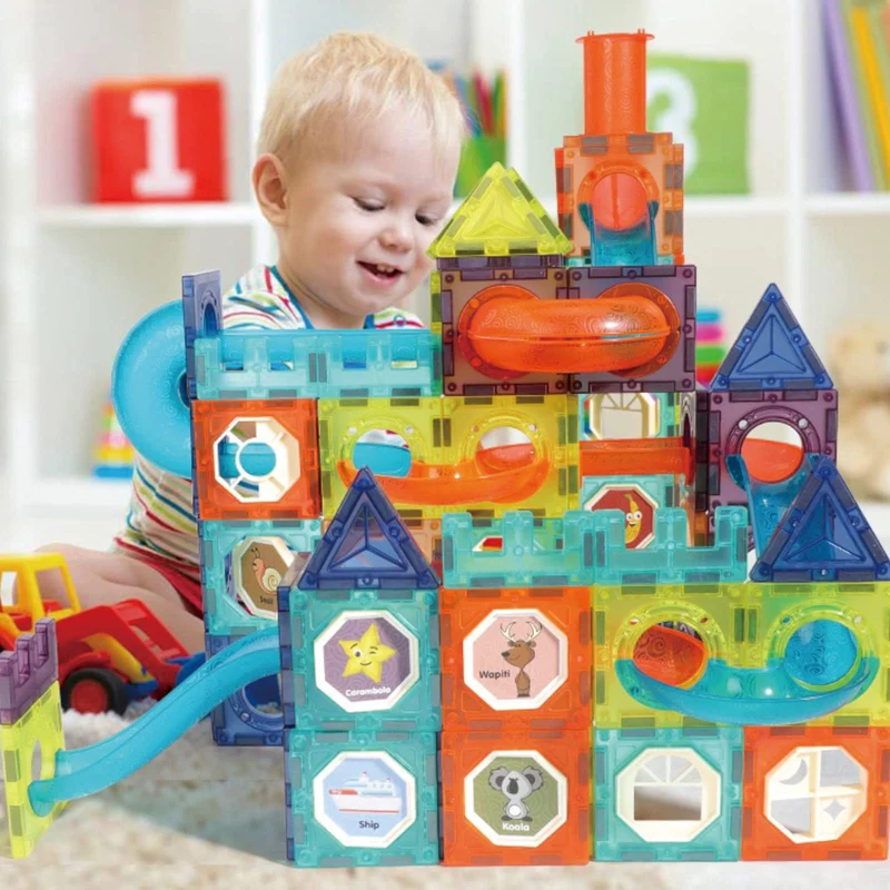 BINZKBB Deluxe 110 Pezzi Set Costruzioni Magnetiche per Bambini - Gioco Blocchi Magnetico Luminescente - Gioco Educativo STEM e Creativo per ragazzi e ragazze - Età 5 6 7 8 10+ Anni Ottima Idea Regalo