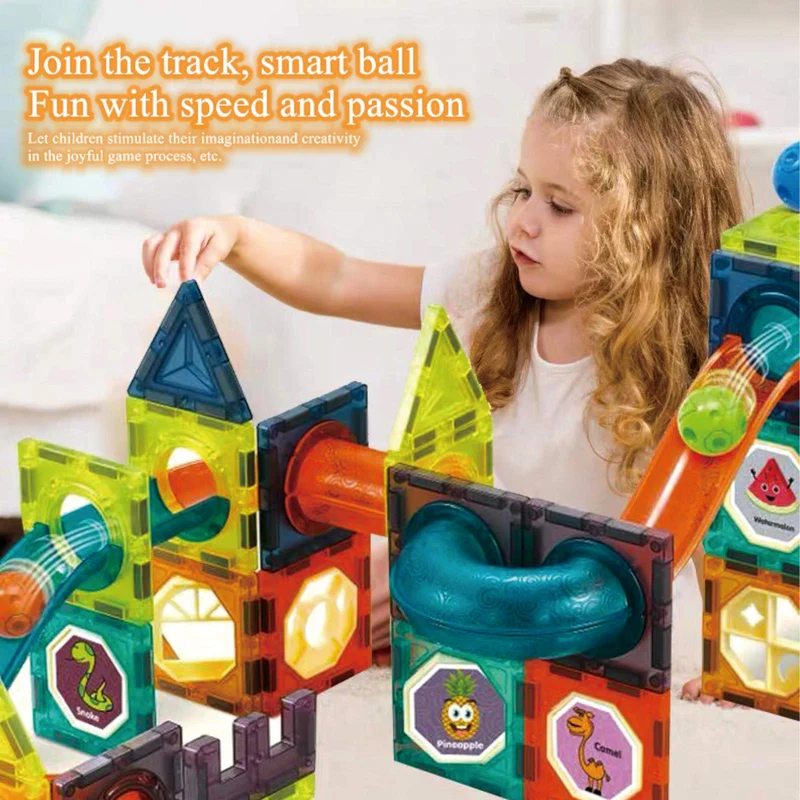BINZKBB Deluxe 110 Pezzi Set Costruzioni Magnetiche per Bambini - Gioco Blocchi Magnetico Luminescente - Gioco Educativo STEM e Creativo per ragazzi e ragazze - Età 5 6 7 8 10+ Anni Ottima Idea Regalo