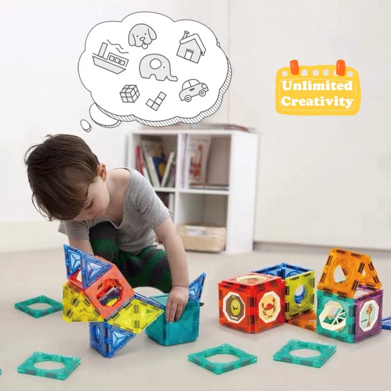 BINZKBB Deluxe 110 Pezzi Set Costruzioni Magnetiche per Bambini - Gioco Blocchi Magnetico Luminescente - Gioco Educativo STEM e Creativo per ragazzi e ragazze - Età 5 6 7 8 10+ Anni Ottima Idea Regalo