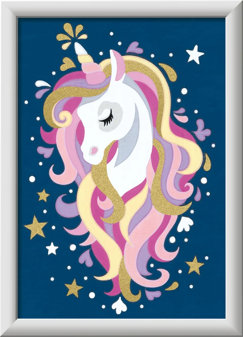 Ravensburger - CreArt Il Mio Fantastico Atelier, Dipingere con i Numeri, Kit Pittura Bambini, Gioco Educativo 7+ Anni, Tema Unicorni, con Cavalletto Regolabile, 18x24 cm