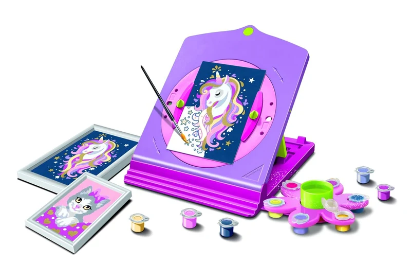 Ravensburger - CreArt Il Mio Fantastico Atelier, Dipingere con i Numeri, Kit Pittura Bambini, Gioco Educativo 7+ Anni, Tema Unicorni, con Cavalletto Regolabile, 18x24 cm
