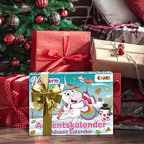 CRAZE Calendario Avvento 2022 bambini, Sorpresa UNICORN, calendario di unicorno di Natale per i bambini, sorprese per bambini, diversi accessori per bambina, 33388