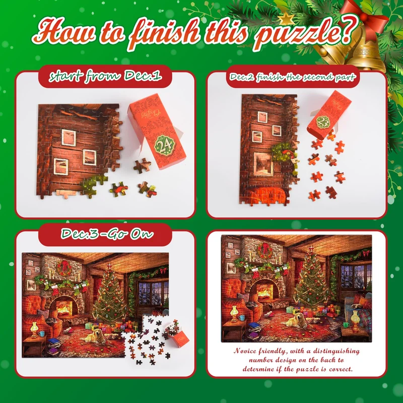 HappyGoLucky Calendario Avvento 2024 Adulti, Puzzle Adulti 1000 Pezzi Regali Natale Uomo Donna e Bambini Calendario dell Avvento Uomo Donna Coppia Regali Ragazza Ragazzo Amica Idee Regalo di Coppia