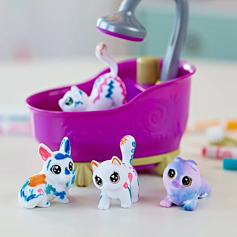 CRAYOLA Washimals Pets - Set Attività Colora Lava Ricolora con Cuccioli con Vasca da Bagno Funzionante, Cagnolini e Gattini, Ideale da Regalare, Età Consigliata: da 3 Anni