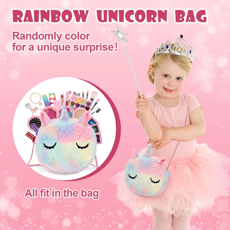 Anpro Trucchi Bambina Set, 41 Pezzi Set di Trucchi per Bambini e Bambine, per ragazze, Giocattoli, Halloween, Natale, Regalo di Compleanno per Ragazze 4, 5, 6, 7, 8, 9, 10 anni